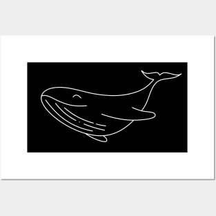 cute whale black and white Posters and Art